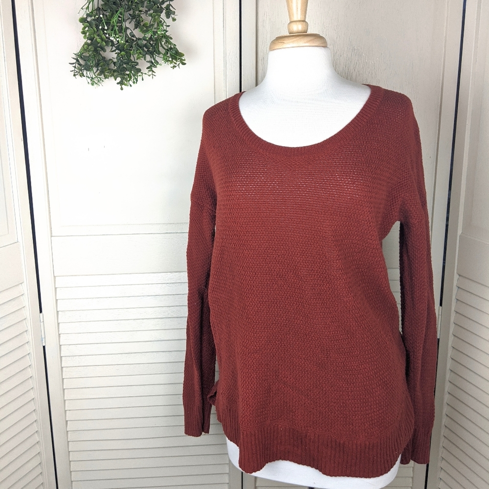 3/$15 Madewell | Burnt Orange Waffle Knit Sweater